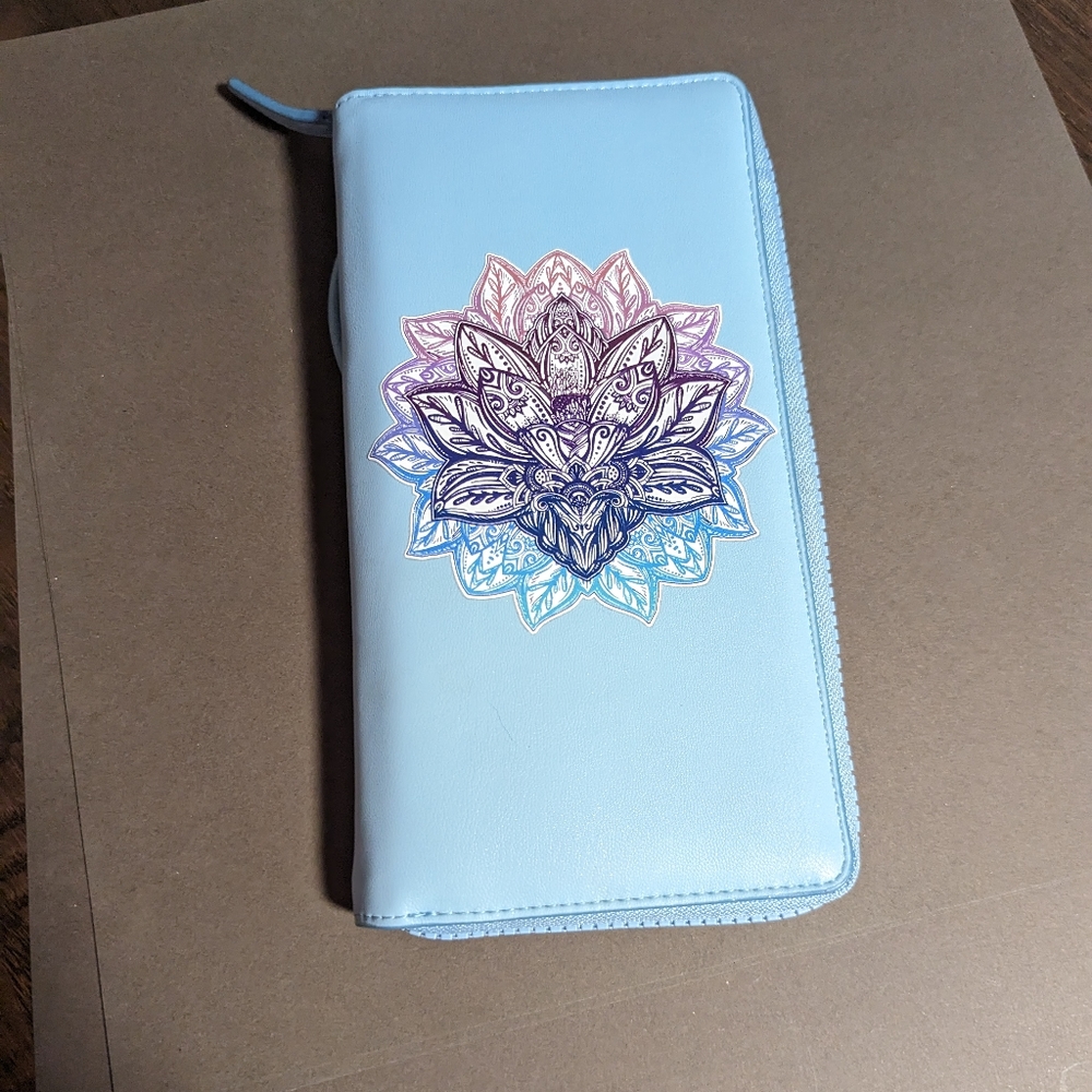 Light blue snap lotus wallet
